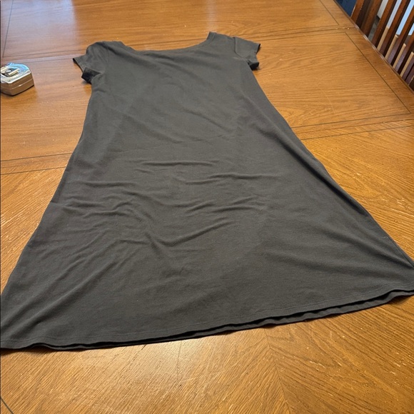 Eileen Fisher Cap Sleeve Ballet Neck T-Shirt Dress Size XS Neutral Dark Gray EUC - Picture 4 of 6